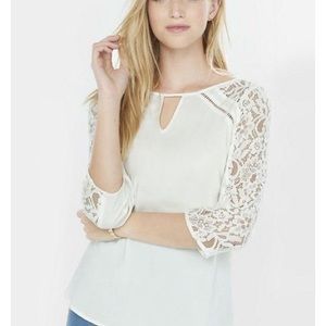 *SET* Two Express Lace Sleeve Blouse XS Black and Ivory